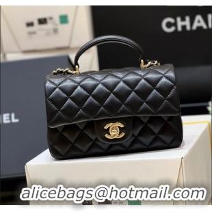 New Fashion Chanel Lambskin Mini Flap Bag with Top Handle AS2431 Black 2024 Top Quality