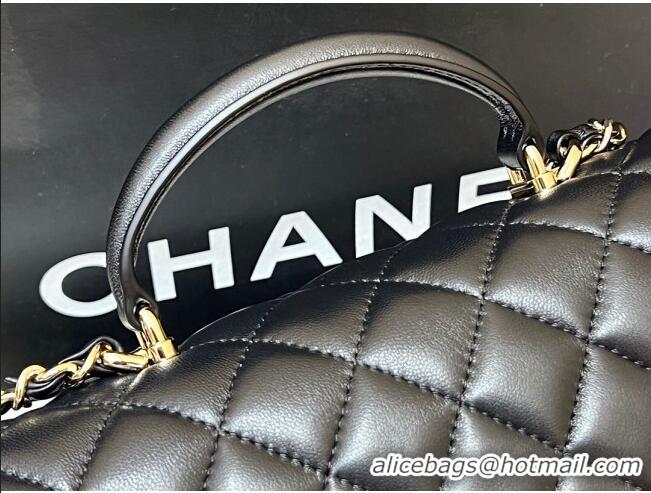 New Fashion Chanel Lambskin Mini Flap Bag with Top Handle AS2431 Black 2024 Top Quality