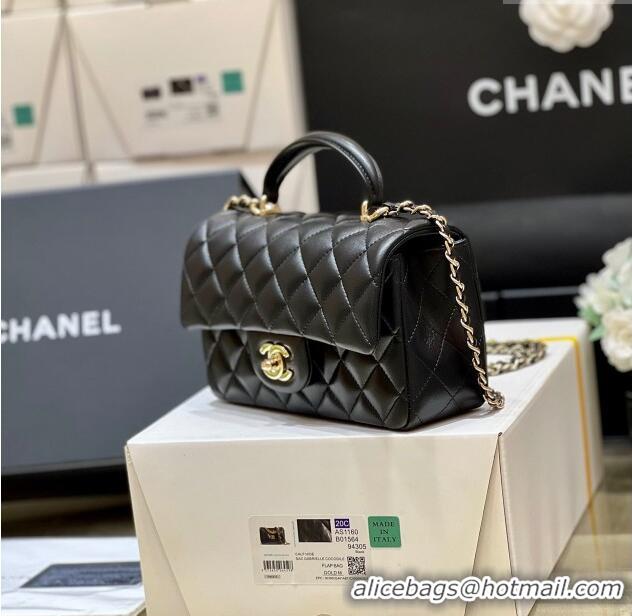 New Fashion Chanel Lambskin Mini Flap Bag with Top Handle AS2431 Black 2024 Top Quality