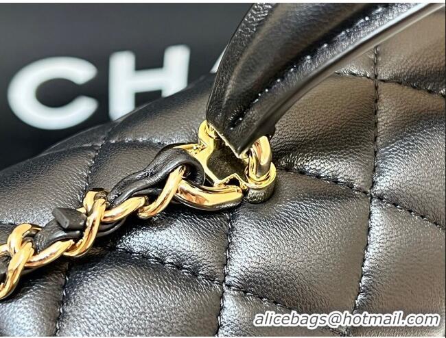 New Fashion Chanel Lambskin Mini Flap Bag with Top Handle AS2431 Black 2024 Top Quality