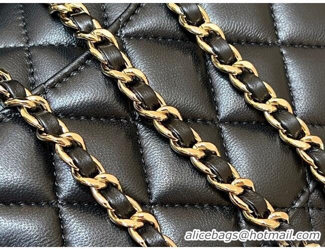 New Fashion Chanel Lambskin Mini Flap Bag with Top Handle AS2431 Black 2024 Top Quality