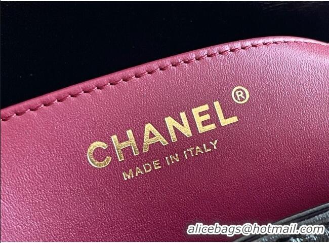 Top Quality Chanel Shiny Lambskin Mini Flap Bag with Top Handle AS4992 Black 2024