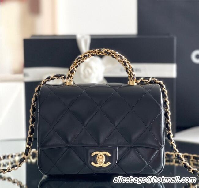 Pretty Style Chanel Lambskin Mini Flap bag with Top Handle AS5032 Black 2024 Top Quality