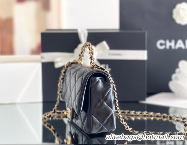 Pretty Style Chanel Lambskin Mini Flap bag with Top Handle AS5032 Black 2024 Top Quality