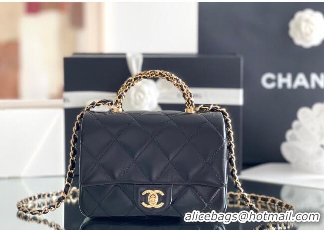 Pretty Style Chanel Lambskin Mini Flap bag with Top Handle AS5032 Black 2024 Top Quality