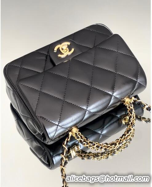 Pretty Style Chanel Lambskin Mini Flap bag with Top Handle AS5032 Black 2024 Top Quality