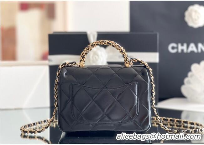 Pretty Style Chanel Lambskin Mini Flap bag with Top Handle AS5032 Black 2024 Top Quality