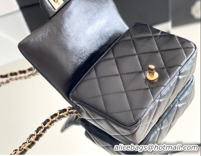 Pretty Style Chanel Lambskin Mini Flap bag with Top Handle AS5032 Black 2024 Top Quality