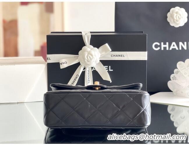 Luxury Discount Chanel Lambskin Medium Flap bag with Top Handle AS5043 Black 2024 Top Quality