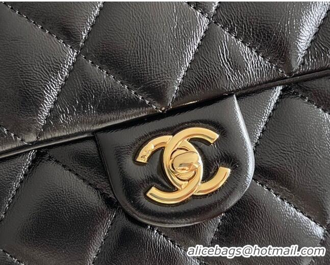 Luxury Discount Chanel Lambskin Medium Flap bag with Top Handle AS5043 Black 2024 Top Quality