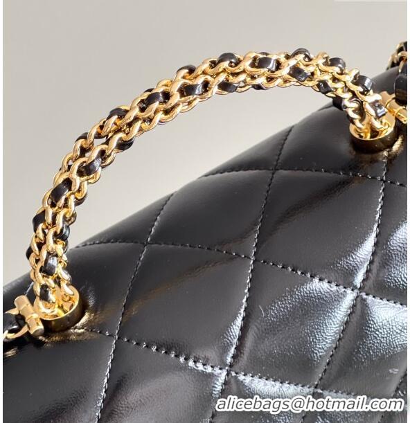 Luxury Discount Chanel Lambskin Medium Flap bag with Top Handle AS5043 Black 2024 Top Quality