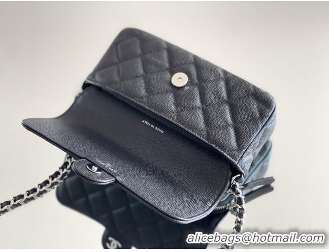 Top Quality Chanel Grained Calfskin Flap Phone Holder with Chain AP2096 Black 2024