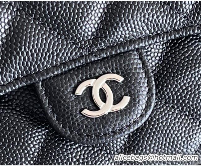 Top Quality Chanel Grained Calfskin Flap Phone Holder with Chain AP2096 Black 2024