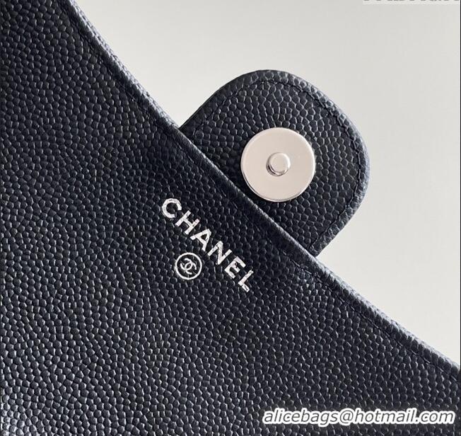 Top Quality Chanel Grained Calfskin Flap Phone Holder with Chain AP2096 Black 2024