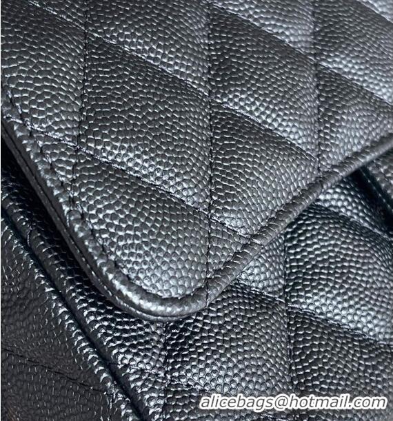 Top Quality Chanel Grained Calfskin Flap Phone Holder with Chain AP2096 Black 2024