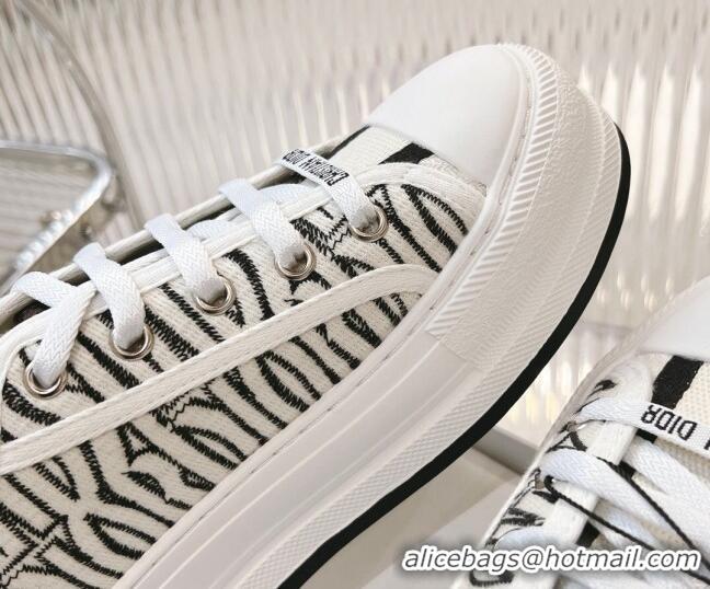 Shop Cheap Dior Walk'n'Dior Platform Sneakers 4.5cm in Embroidered Cotton with Miss Dior Allover Motif White/Black 90503