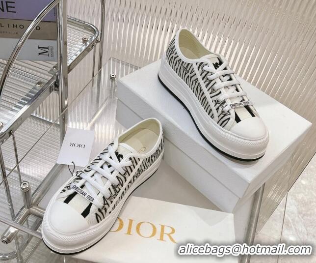 Shop Cheap Dior Walk'n'Dior Platform Sneakers 4.5cm in Embroidered Cotton with Miss Dior Allover Motif White/Black 90503