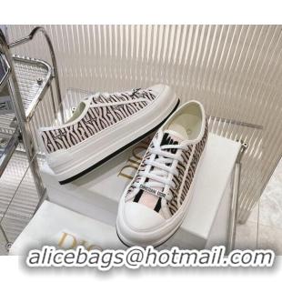 Perfect Dior Walk'n'Dior Platform Sneakers 4.5cm in Embroidered Cotton with Miss Dior Allover Motif Pale Pink 905040