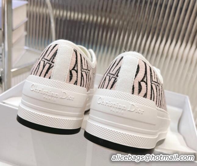 Perfect Dior Walk'n'Dior Platform Sneakers 4.5cm in Embroidered Cotton with Miss Dior Allover Motif Pale Pink 905040