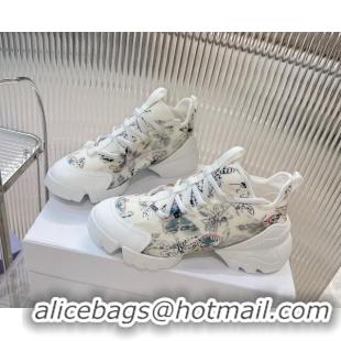 Best Price Dior D-Connect Sneaker in White Dragonfly Printed Technical Fabric 905043