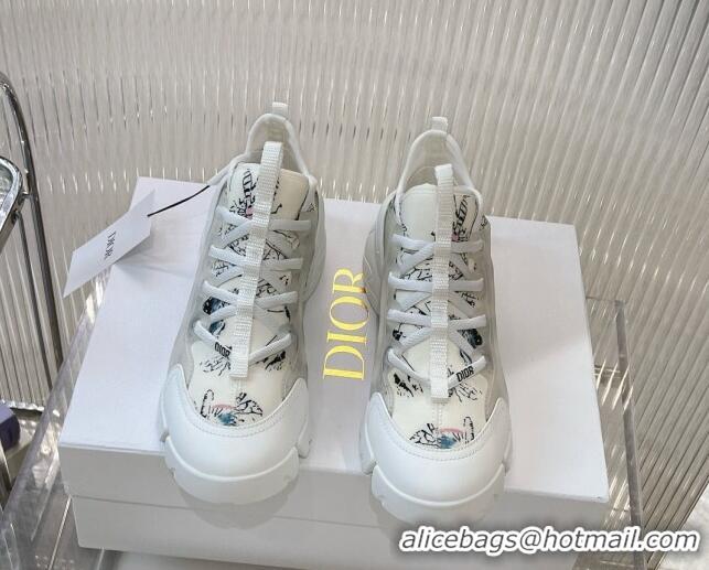 Best Price Dior D-Connect Sneaker in White Dragonfly Printed Technical Fabric 905043