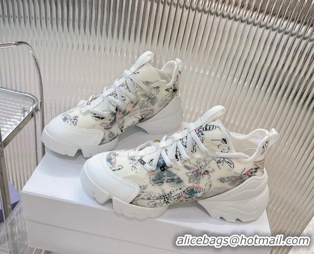 Best Price Dior D-Connect Sneaker in White Dragonfly Printed Technical Fabric 905043