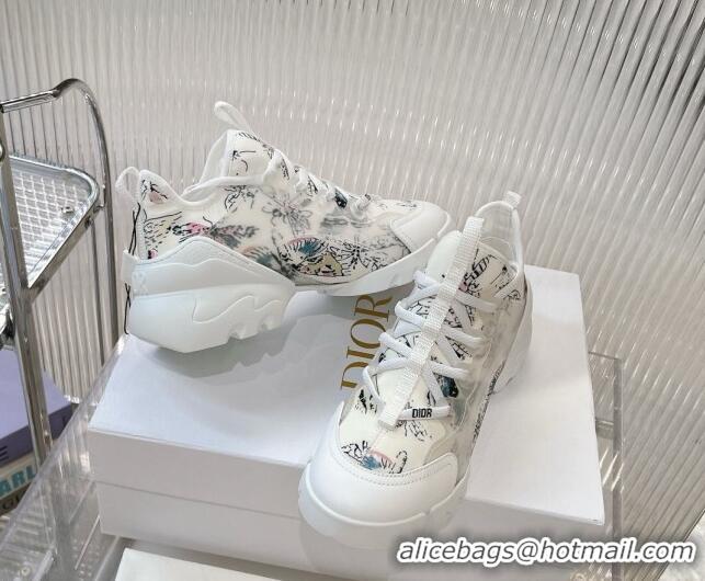 Best Price Dior D-Connect Sneaker in White Dragonfly Printed Technical Fabric 905043