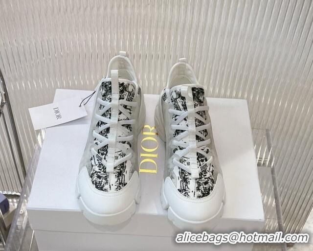 Good Quality Dior D-Connect Sneaker in Plan de Paris Printed Technical Fabric White/Black 905045