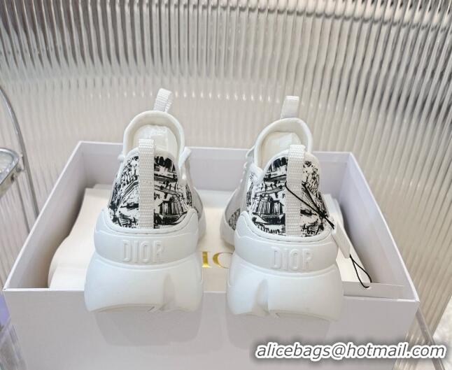 Good Quality Dior D-Connect Sneaker in Plan de Paris Printed Technical Fabric White/Black 905045