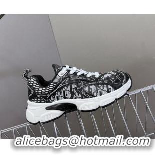 Buy Luxury Dior Vibe Sneakers in Mesh Printed with Oblique Motif and Leather-Effect Panels Black 905046