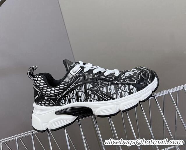 Buy Luxury Dior Vibe Sneakers in Mesh Printed with Oblique Motif and Leather-Effect Panels Black 905046