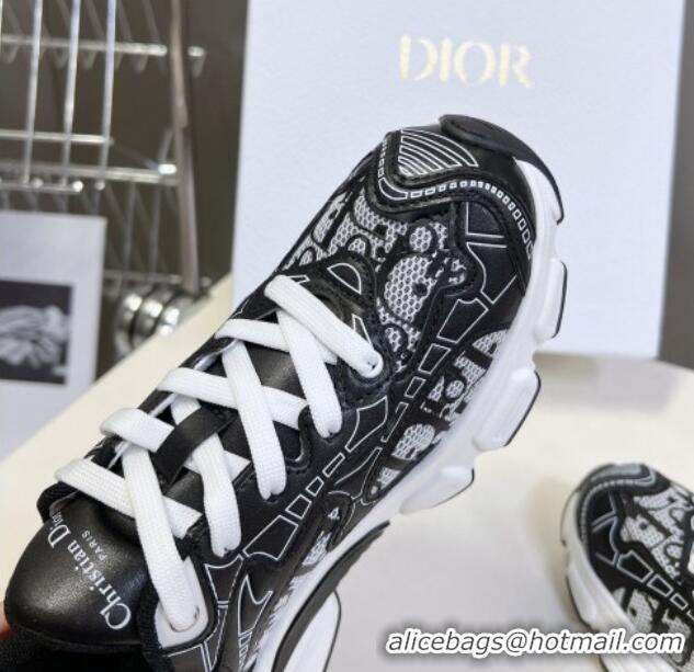 Buy Luxury Dior Vibe Sneakers in Mesh Printed with Oblique Motif and Leather-Effect Panels Black 905046