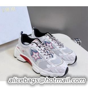 Low Cost Dior Chrono Sneakers 4cm in Mesh with Leather-Effect Panels and Star White 905053