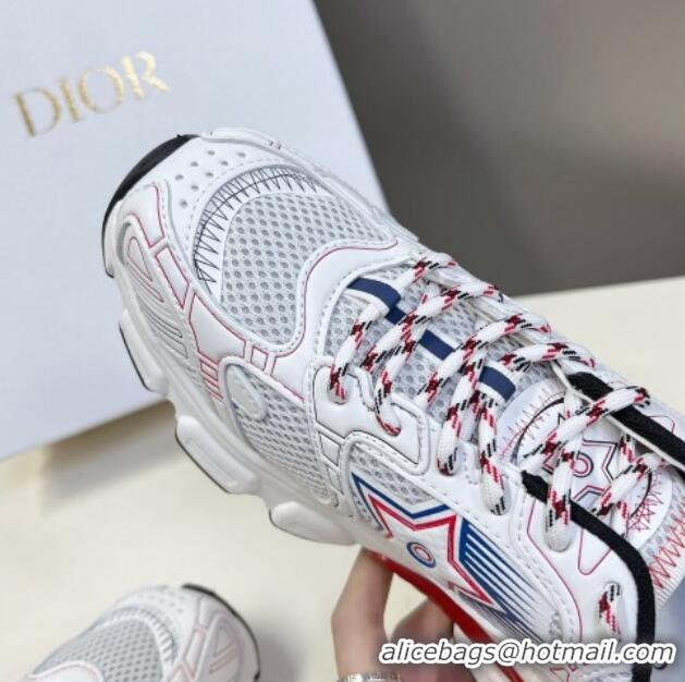 Low Cost Dior Chrono Sneakers 4cm in Mesh with Leather-Effect Panels and Star White 905053