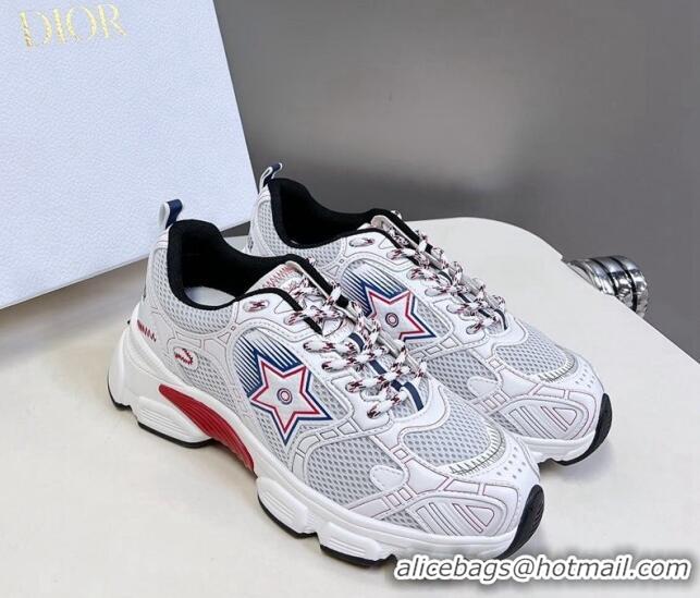 Low Cost Dior Chrono Sneakers 4cm in Mesh with Leather-Effect Panels and Star White 905053