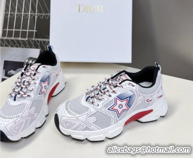 Low Cost Dior Chrono Sneakers 4cm in Mesh with Leather-Effect Panels and Star White 905053