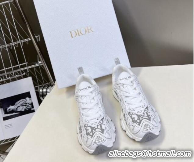 Low Cost Dior Chrono Sneakers 4cm in Mesh with Leather-Effect Panels and Star White 905053