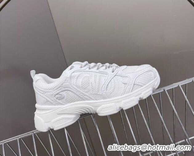 Popular Style Dior Chrono Sneakers 4cm in Mesh with Leather-Effect Panels All White 905054