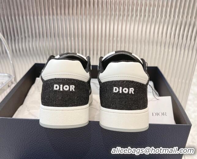 Durable Dior B27 Low-Top Sneakers in Black Denim and Oblique Galaxy Leather 905055