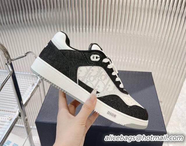 Durable Dior B27 Low-Top Sneakers in Black Denim and Oblique Galaxy Leather 905055