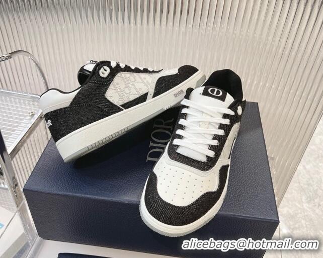 Durable Dior B27 Low-Top Sneakers in Black Denim and Oblique Galaxy Leather 905055