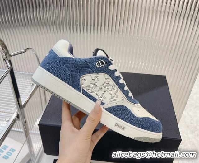 Top Design Dior B27 Low-Top Sneakers in Blue Denim and Oblique Galaxy Leather 905056