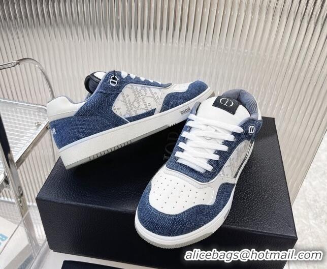 Top Design Dior B27 Low-Top Sneakers in Blue Denim and Oblique Galaxy Leather 905056