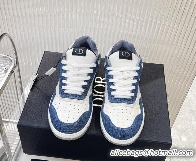 Top Design Dior B27 Low-Top Sneakers in Blue Denim and Oblique Galaxy Leather 905056