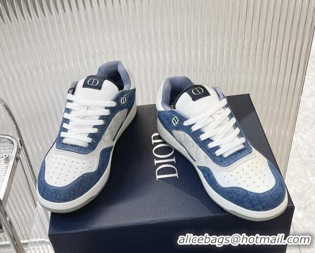 Top Design Dior B27 Low-Top Sneakers in Blue Denim and Oblique Galaxy Leather 905056