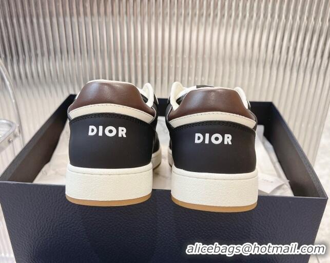 Shop Duplicate Dior B27 Low-Top Sneakers in Smooth Calfskin with Oblique Jacquard Black/brown 905059