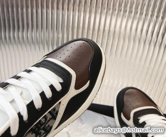 Shop Duplicate Dior B27 Low-Top Sneakers in Smooth Calfskin with Oblique Jacquard Black/brown 905059