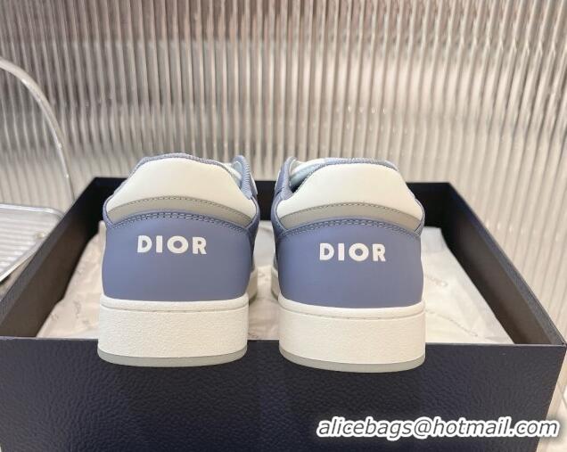 Trendy Design Dior B27 Low-Top Sneakers in Smooth Calfskin and Oblique Galaxy Leather Light Blue 905061