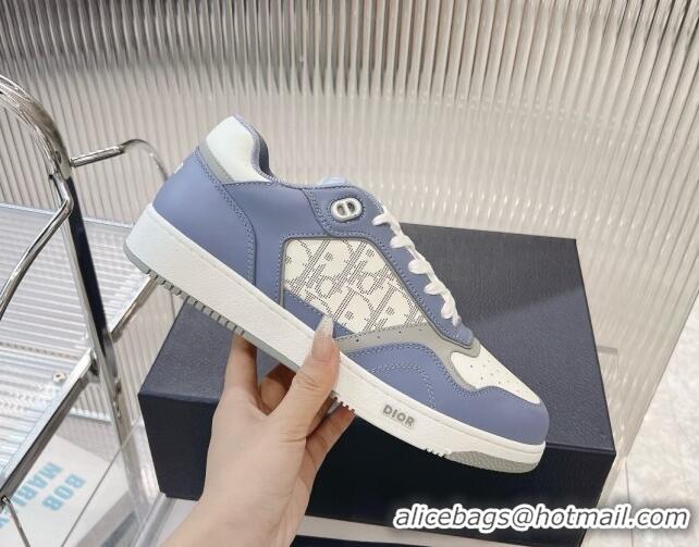 Trendy Design Dior B27 Low-Top Sneakers in Smooth Calfskin and Oblique Galaxy Leather Light Blue 905061