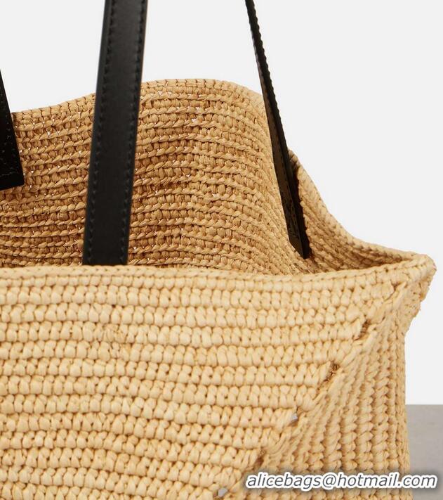 Trendy Design Loewe Medium Puzzle Fold Raffia Tote Bag 9030 Beige